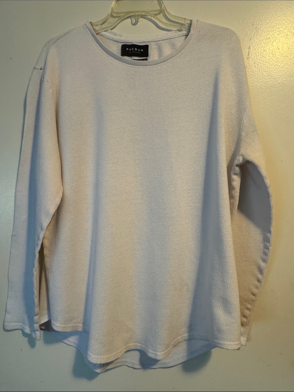 PacSun Cream Waffle Knit Long-Sleeve Crew Sweater